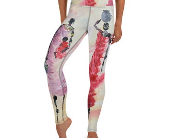 African Art Yoga Leggings – Bright Graphic Print Fitness Tights