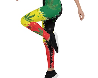 Rasta Flag Yoga Leggings - Women's Caribbean Style Pants