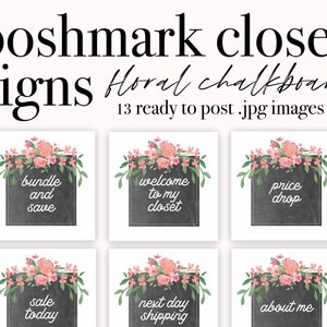 Poshmark Aquarel Flower and Chalkboard Closet Store Signs 13 Ready to Post Images for Online Sellers & Resellers for Poshmark + Instagram Poshmark