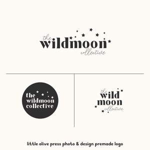 Premade Logo Watercolor Photographer Retro Font Stars Designer Stylist Wedding Planner Watermark Minimalist Interior Design Yoga Wellness