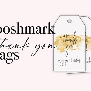 Poshmark ゴールドグリッターサンキューノートタグ // Poshmark または Instagram Mercari のオンライン販売者および再販業者向けのすぐに印刷できるタグ