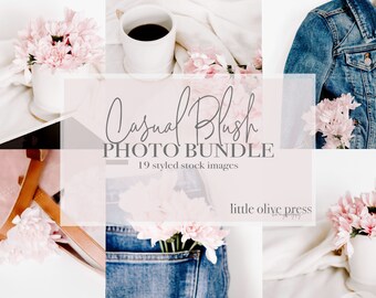 Casual Blush Stock Photo Bundle / Lifestyle Stock Photos / 19 LittleOlivePress Images for Your Business