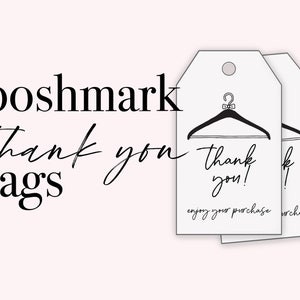 Poshmark ミニマルな黒のサンキューノートタグ // Poshmark または Instagram Mercari eBay のオンライン販売者および再販業者向けのすぐに印刷できるタグ