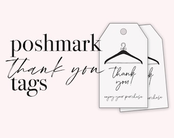 Poshmark Minimalistic Black Thank You Note Tags // Ready to Print Tags for Online Sellers & Resellers for Poshmark or Instagram Mercari eBay