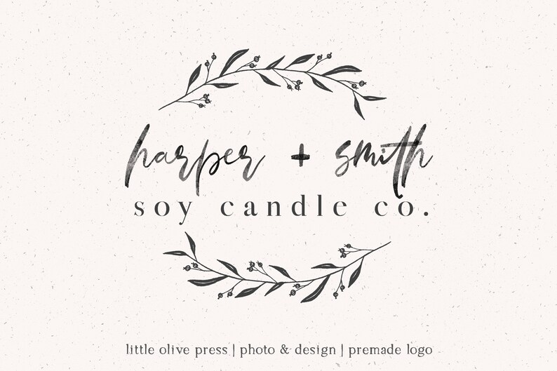 Premade Logo Hand Drawn Greenery Watermark Photography | Etsy