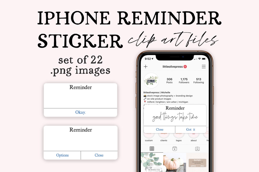 Set of Blank iPhone Reminder PNG Stickers Quote Images Etsy