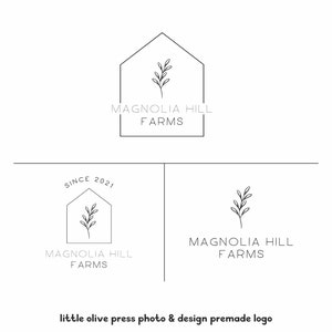 Premade Logo Farmhouse House Watermark Photography Realtor Vintage Style Real Estate Home Interiors Designer Black (Plain House)
