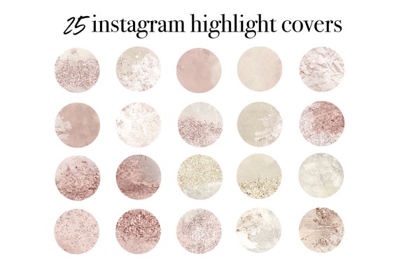 25 Taupe and Pink Glitter Metallic Instagram Highlight Covers | Etsy