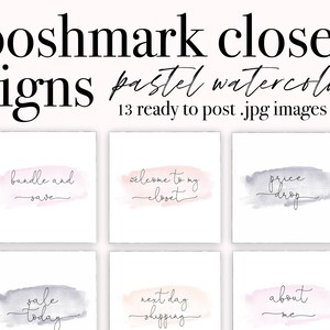 Poshmark Pastel Watercolor Watermark Closet Store Signs //13 Ready to Post Images for Online Sellers & Resellers for Poshmark or Instagram