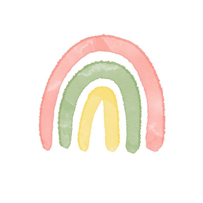 Boho Rainbow Watercolor Clipart Hand Drawn Painted Set of 20 Clipart ...