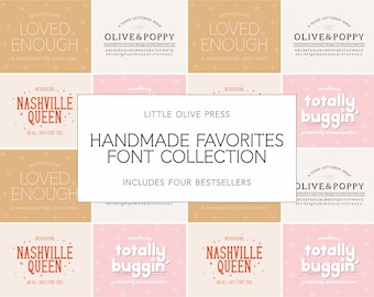 Handmade Favorites Font Bundle, Serif Font, Modern Font, Boho Font, Branding Font, Hand Drawn Font, Fonts for Cricut, Sticker Font, Y2K font