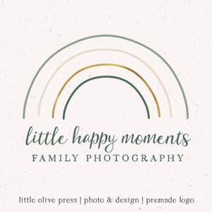 Premade Logo Watercolor Photographer Retro Font Gold Rainbow Designer Stylist Childrens Store Watermark Minimalist Design  Yoga Wellness