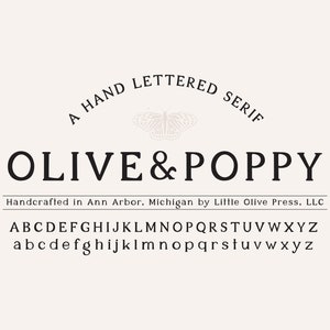 Lettertype Olive & Poppy - Serif-lettertype, modern lettertype, boho-lettertype, brandinglettertype, handgetekende lettertype, lettertypen voor Cricut, Boho-lettertypen, Cricut-lettertypen