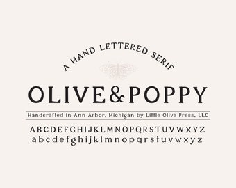 Olive&Poppy Font - Serif Font, Modern Font, Boho Font, Branding Font, Hand Drawn Font, Fonts for Cricut, Bohemian Fonts, Cricut Fonts