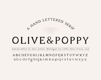 Olive&Poppy Font - Serif Font, Modern Font, Boho Font, Branding Font, Hand Drawn Font, Fonts for Cricut, Bohemian Fonts, Cricut Fonts