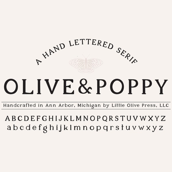Olive&Poppy Font - Serif Font, Modern Font, Boho Font, Branding Font, Hand Drawn Font, Fonts for Cricut, Bohemian Fonts, Cricut Fonts