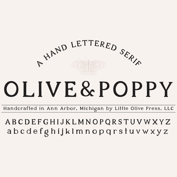 Olive & Poppy Schriftart - Serifenschrift, Moderne Schrift, Boho Schrift, Branding Schrift, Handgezeichnete Schrift, Schriften für Cricut, Boho Schriften, Cricut Schriften