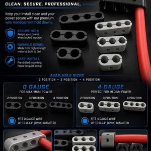 1/0 Gauge 4 Wire Car Audio Power/Ground Cable Management – Quad Mount v2