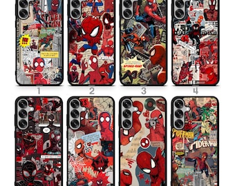 Funda para teléfono con diseño de telaraña inspirada en el arte de acción de superhéroes para Samsung Z Flip 7, Z Flip 6, Z Flip 5, Z Flip 4 y Z Flip 3.