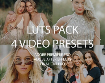 Set of 4 LUT Video Preset Pack | Video Preset LUTs for Premiere Pro, Final Cut, After Effects | Luts Pack | Video Editing Presets Bundle