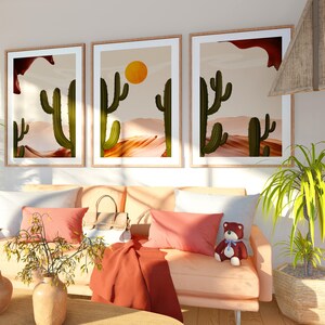 Kaktus-Poster, botanische Wandkunst, Aquarell-Kaktus-Wüste, südwestliches Dekor, Boho-Kaktus-Malerei, moderne Minimal-Kunst, Wohnzimmer-Dekor