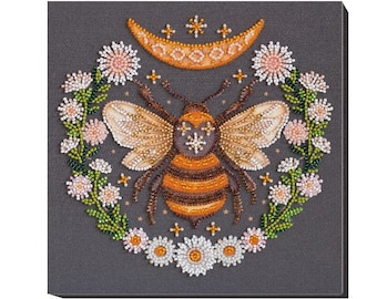 Honey Dream bead embroidery kit *** FREE SHIPPING bee beading embroidery kit easy DIY adult craft beading honey insect art handmade beading
