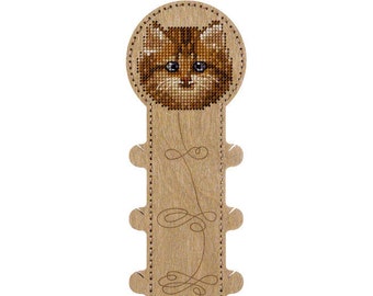 The Fur Ball thread organizer plywood embroidery blank *** FREE SHIPPING diy thread bobbin cat embroidery pattern cat beading embroidery kit