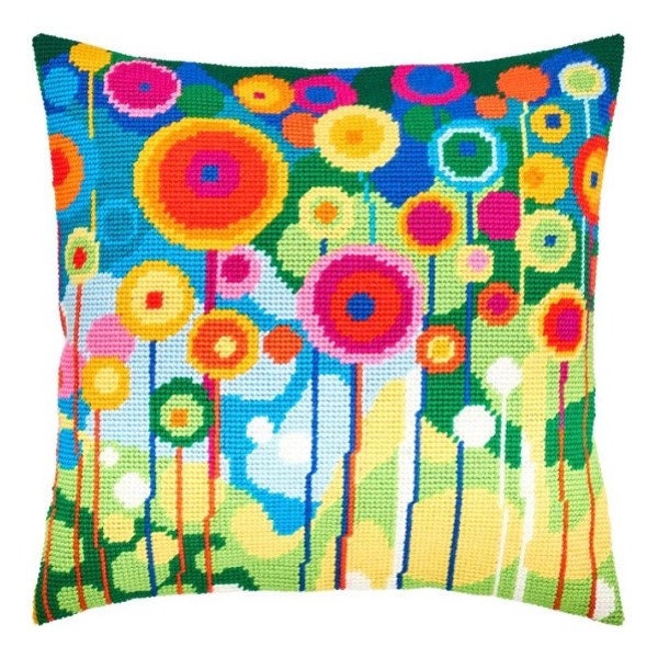 Dandelions pillow front embroidery kit*** FREE SHIPPING psychodelic embroidery kit bright pillow half cross embroidery design DIY pillow kit