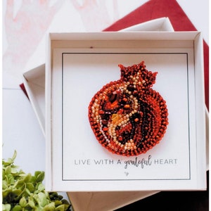 Pomegranate brooch beading embroidery kit *** FREE SHIPPING Punica granatum fruit DIY jewelry handmade brooch bead embroidery kit