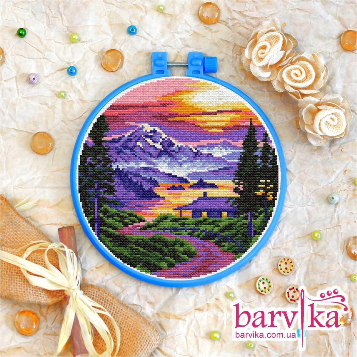 Sunset in Mountains Cross Stitch Embroidery Kit FREE - Etsy Denmark