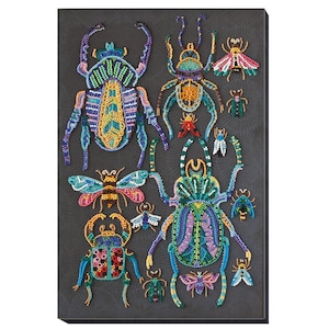 Bugs bead embroidery kit *** FREE SHIPPING Easy DIY bug insects beading kit for adults colorful bugs wall art beading kit
