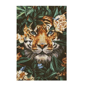 Wild Jungle Paradise cross stitch embroidery kit *** FREE SHIPPING counted cross big cat embroidery kit tiger cross stitch embroidery kit