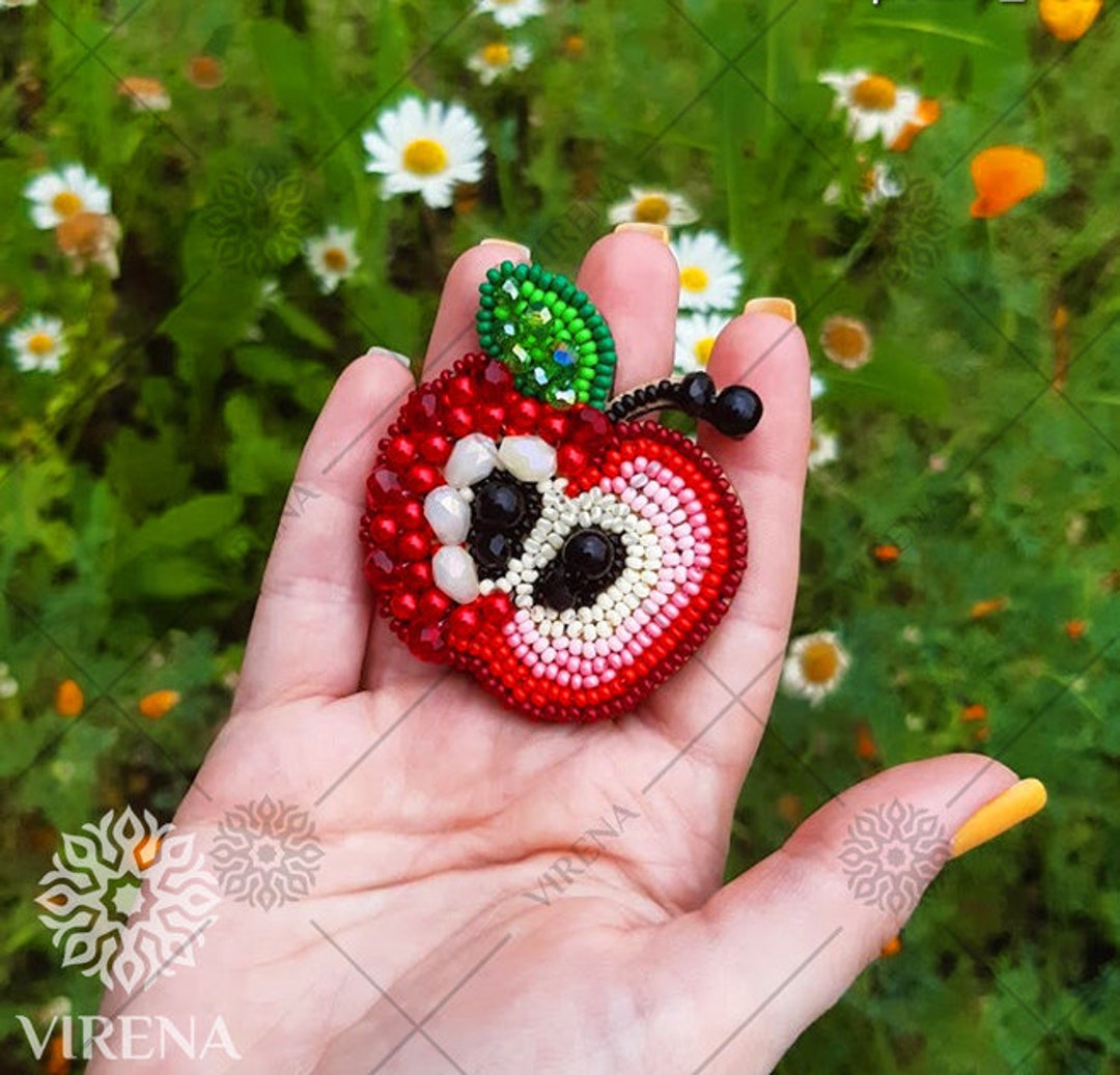 Apple Brooch Beading Kit FREE SHIPPING Bead Embroidery Kit Etsy