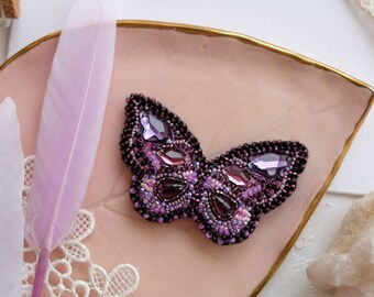 Purple Wave brooch bead embroidery kit *** FREE SHIPPING DIY jewelry beading embroidery kit handmade brooch embroidery