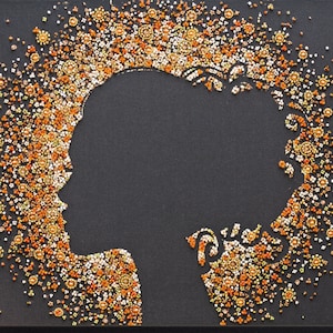 Borduurpakket glitterkralen GRATIS VERZENDING kraal borduurwerk portret silhouet borduurpakket DIY kralen borduurpakket meisje gezicht kunst