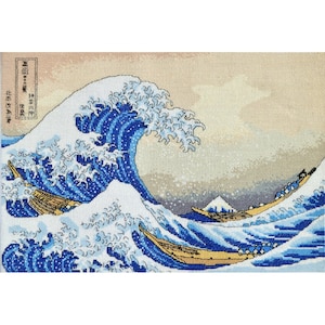 The Great Wave cross stitch embroidery kit *** FREE SHIPPING counted cross embroidery kit Japan Under the Wave off Kanagawa oki nami ura