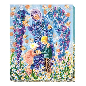 Berehynia ビーズ刺繍キット *** 送料無料 介護者守護天使と子供ビーズキット