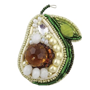 Avocado brooch bead embroidery kit ** FREE SHIPPING brooch embroidery kit DIY brooch beading kit gift for avocado lover Persea americana kit
