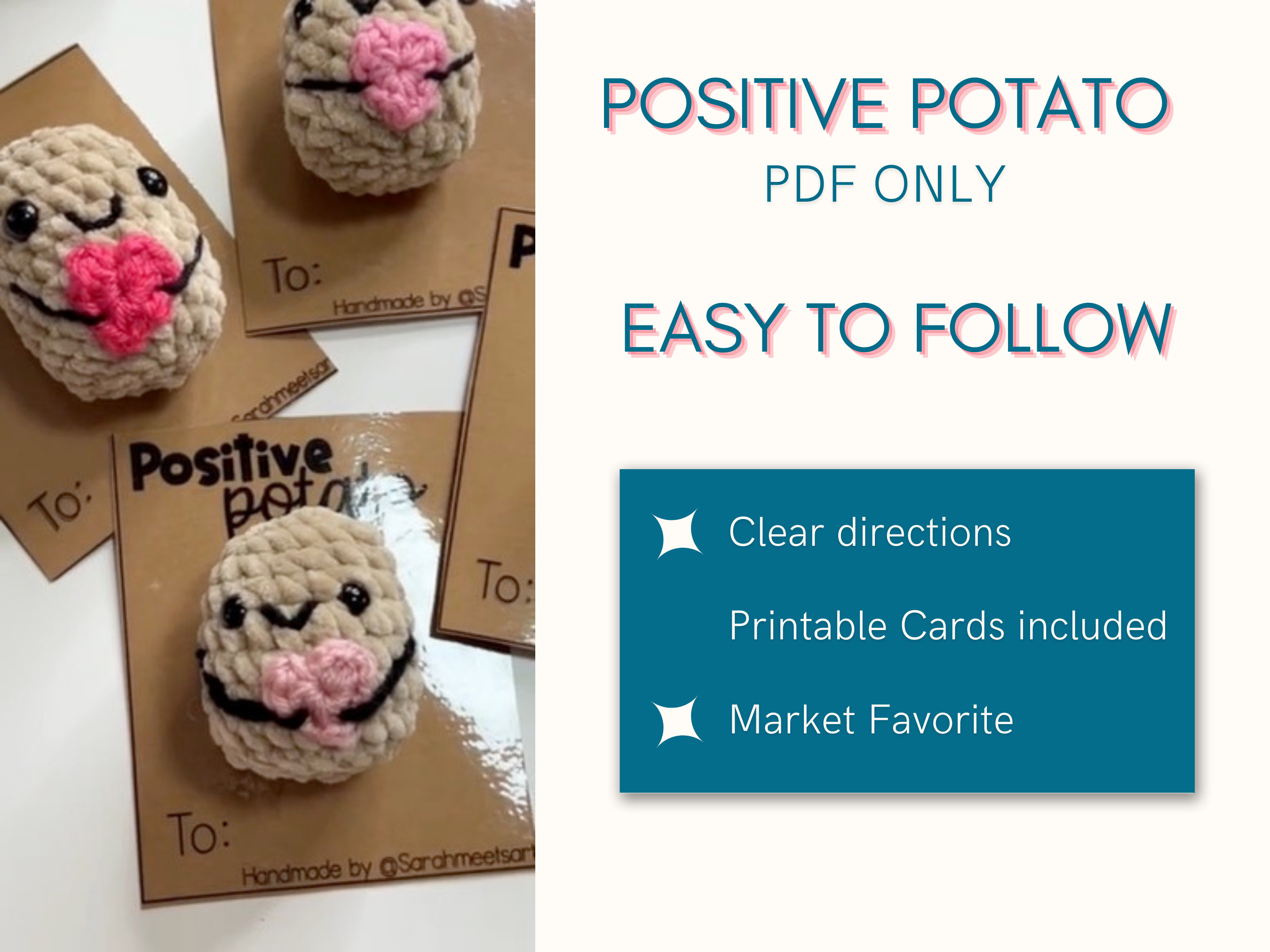 Positive Potato Amigurumi Crochet Pattern With Bonus Etsy