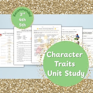 Positive Character Traits Unit Study Printable Bundle 3rd 4th 5th Grade Social Studies Instant Download PDF