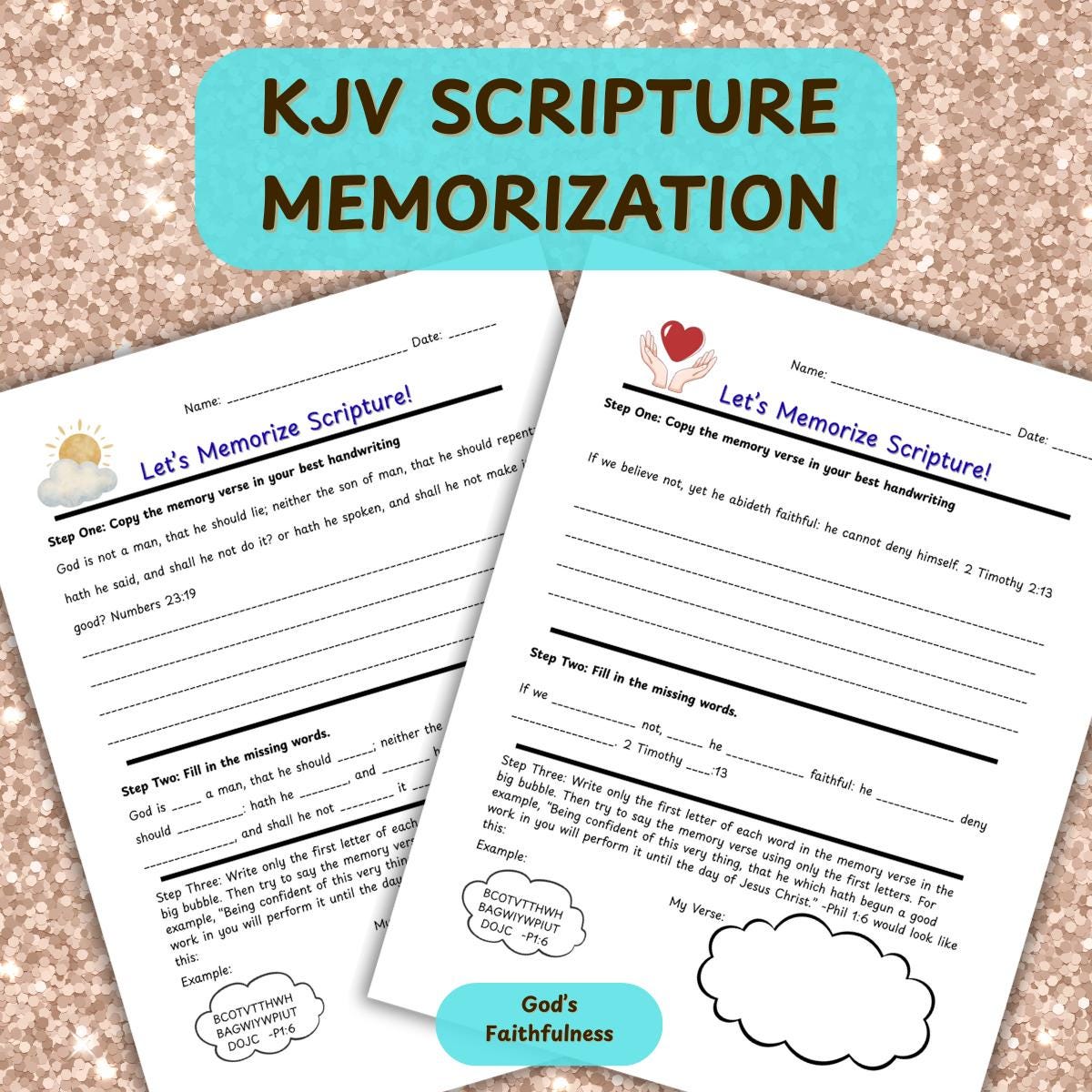 Scripture Memorization Bible Worksheets - God's Faithfulness - 10 Pages ...