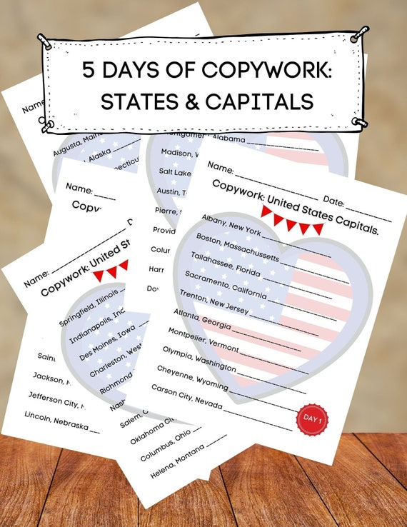 Hoja De Trabajo Sobre El Mapa De Estados Unidos Con Sus Capitales