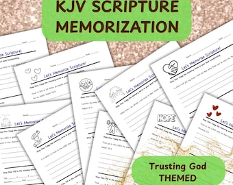 Folhas de Exercícios para Memorização das Escrituras - Versículos sobre Confiar em Deus - 10 Páginas/Versículos - Versão King James - PDF para Memorização de Versículos Bíblicos - Estudo Devocional Cristão