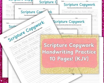 Exercícios de Caligrafia da Bíblia King James – Salmos e Provérbios para Imprimir (Download Digital)