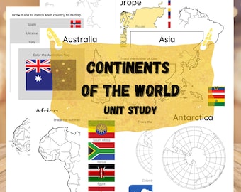 Continents of the World Unit Study: Map and Flag Activities (PDF)