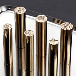 Mini timbro rotondo in cera di ottone, kit di sigillo di cera personalizzato, timbro di ceralacca personalizzato, timbro in ottone, kit di sigilli di cera di nozze