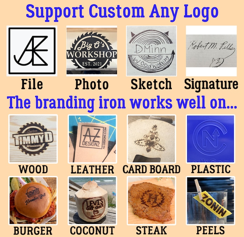 Custom branding iron for wood Electric wood Branding Iron Branding Iron with electric heater branding iron custom for wood burning stamp ONLY the Stamp Head