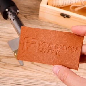 Leather branding iron, label stamp, brass stamp for leather, custom branding iron for leather, hot foiling on leather, gold foil