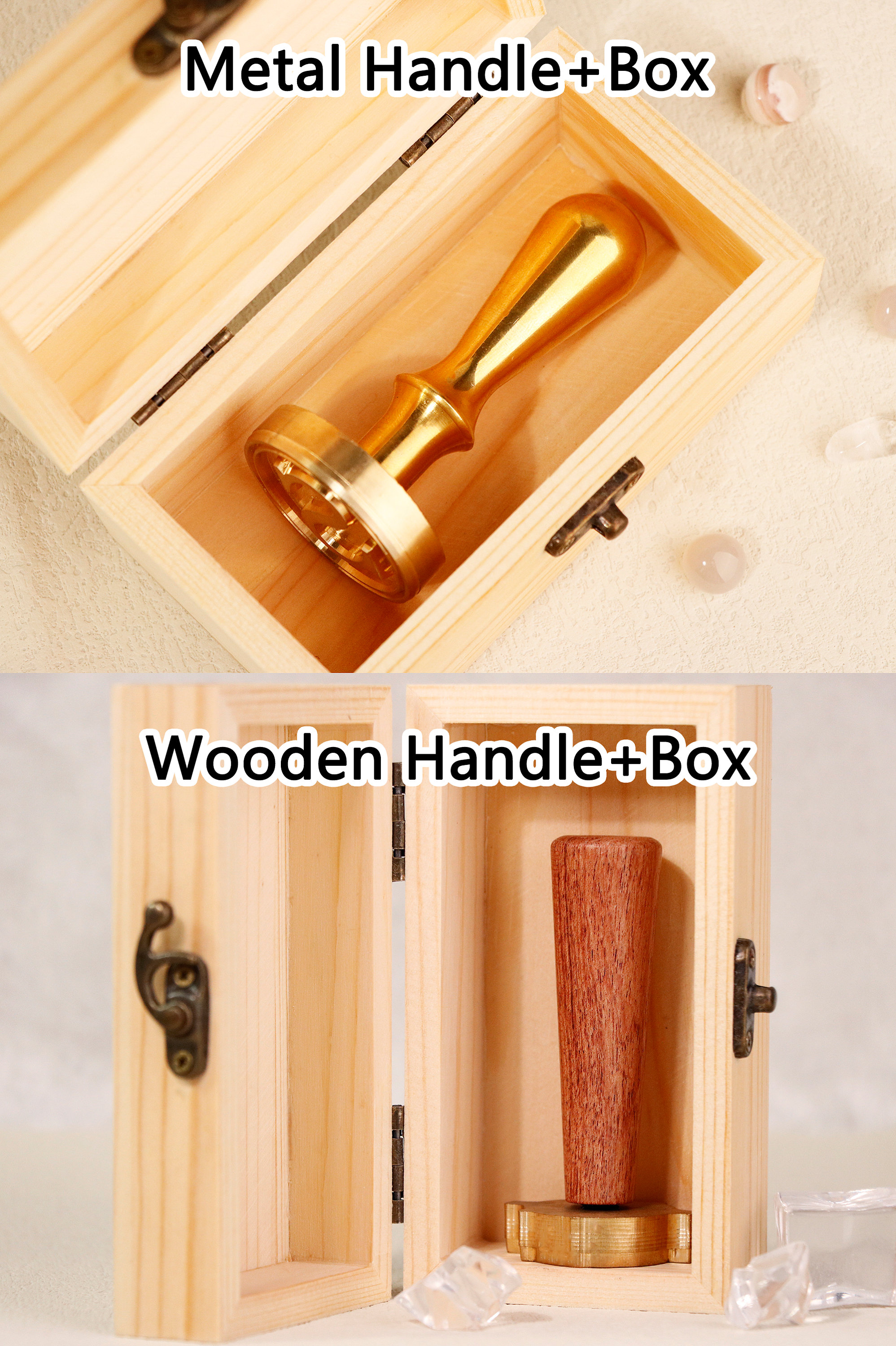 Custom Ice Stamp with Stainless Steel Wooden Handle (Without Electric)