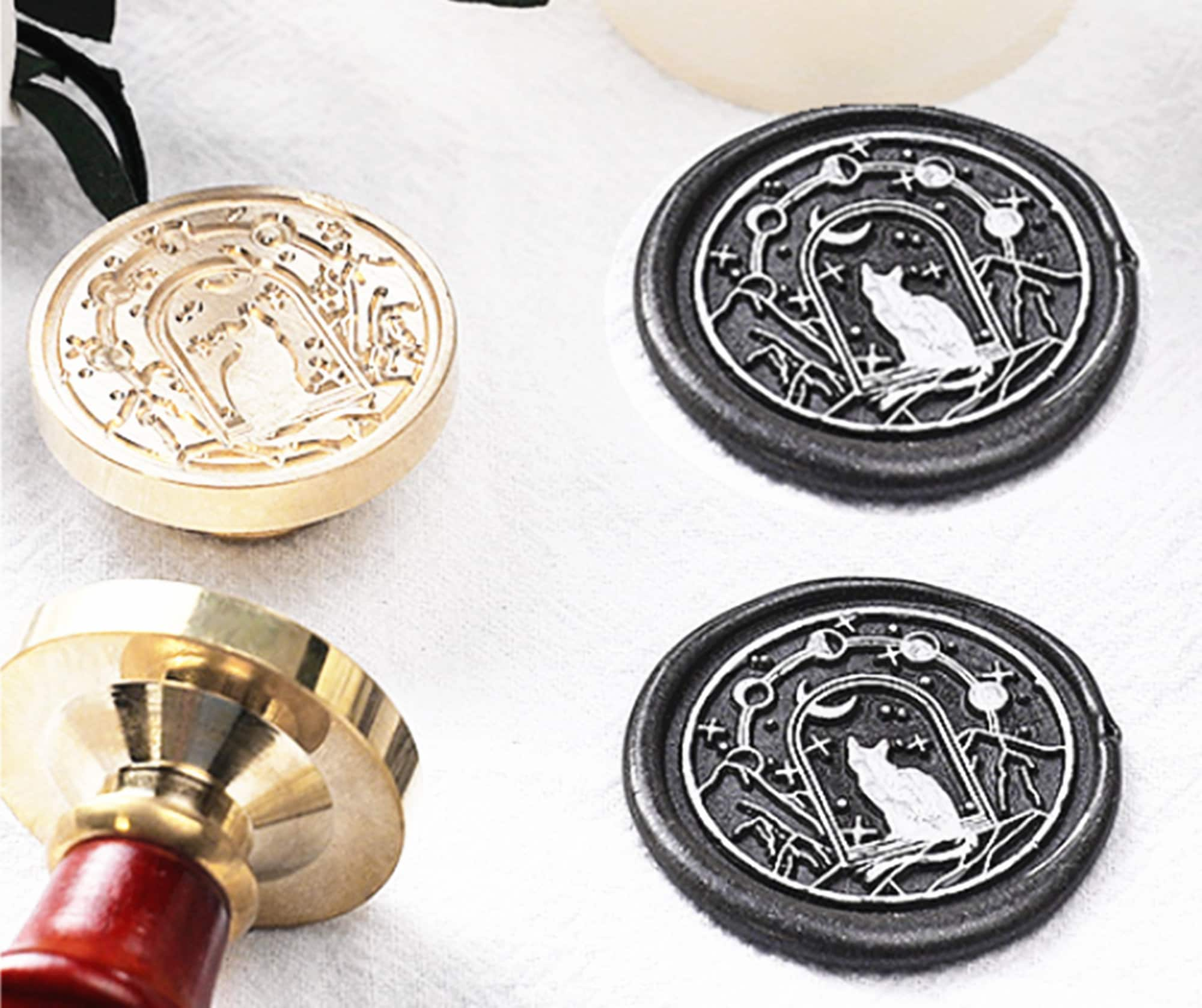 Magic Cat Wax Seal Stamp Custom Wax Stamp Seal Kit Wedding Invitation  Sealing Wax Stamp Floral Wax Seal Stamp Kit 